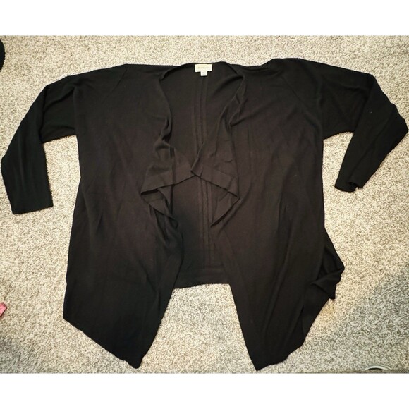 AVENUE Black Long Cardigan – Draped Lapel – Plus Size 26/28 – Elegant - Picture 1 of 7